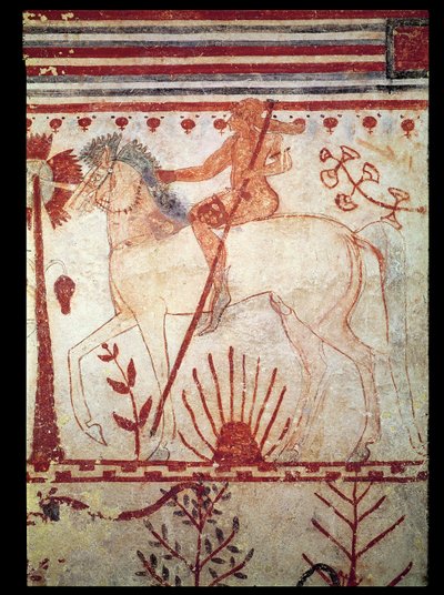 The Ambush of the Trojan Prince Troilus by Achilles, from the Tomb of the Bulls (c.540 BC) by Etruscan